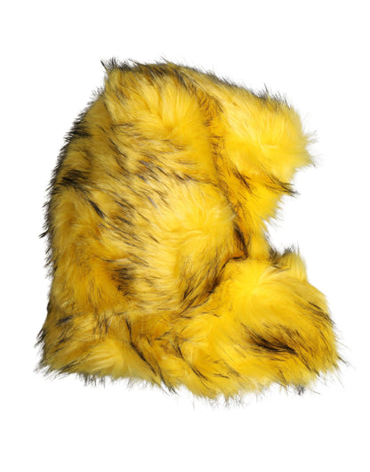 Dolce & Gabbana Yellow Modacrylic Fur Women Bucket Hat
