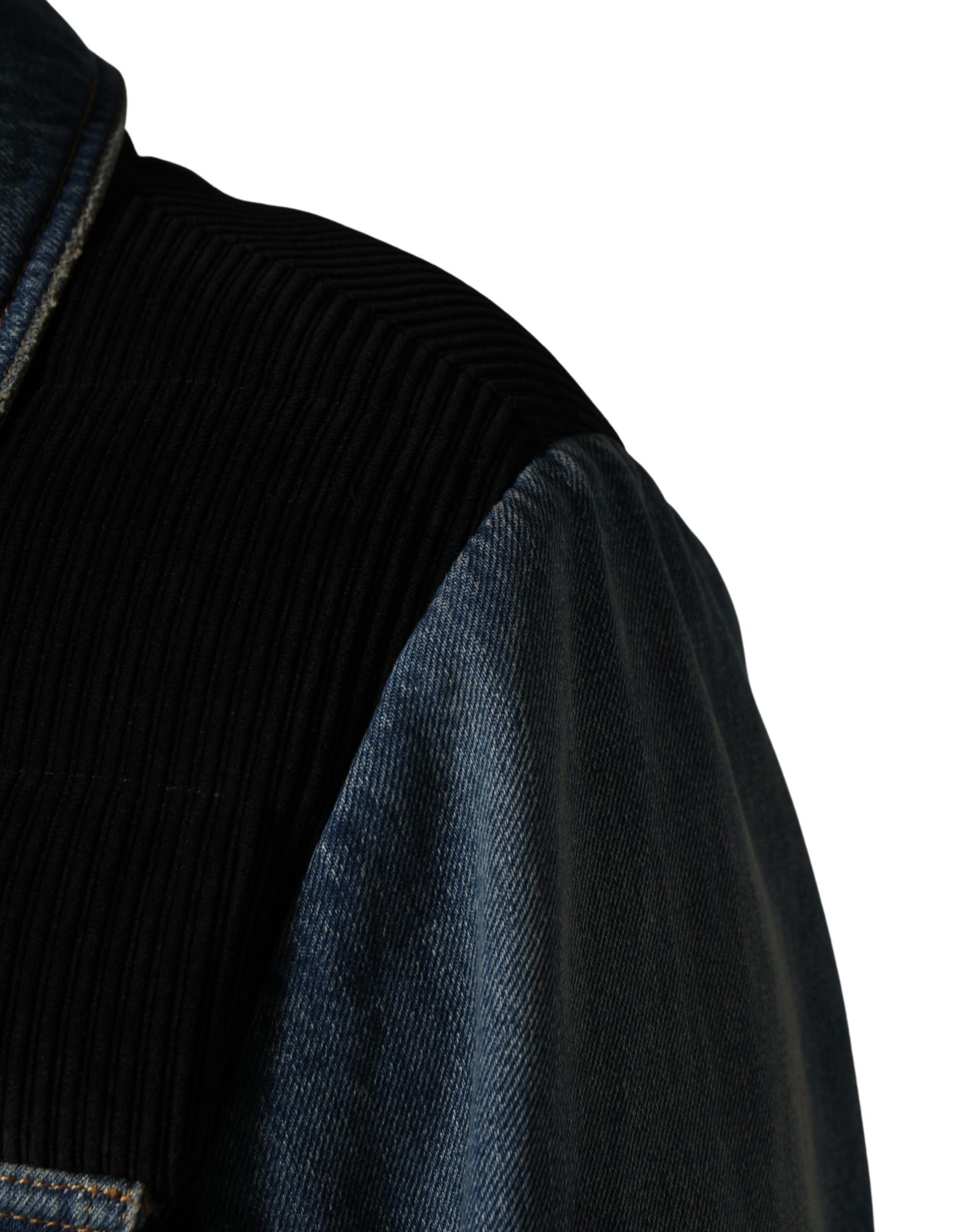 Dolce & Gabbana Black Blue Cotton Denim Blouson Men Jacket