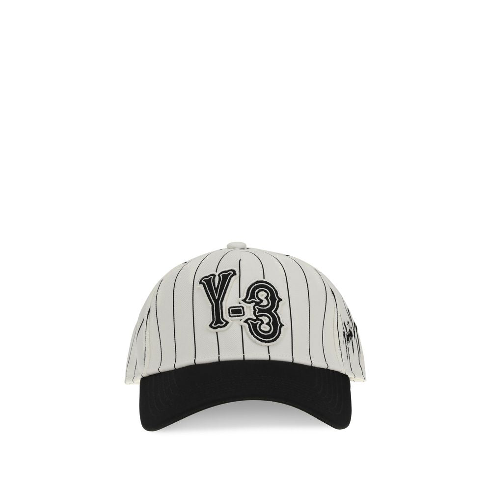 Y-3 White Polyester Cap (Baseball Hat) - Pinstripe Style