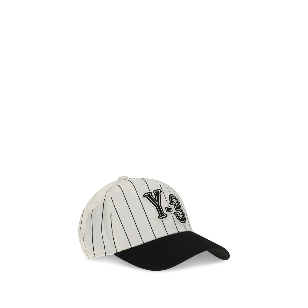 Y-3 White Polyester Cap (Baseball Hat) - Pinstripe Style