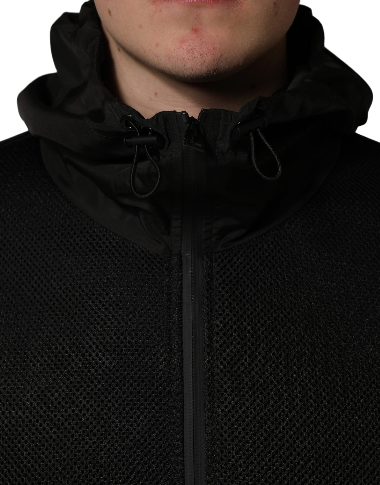 Dolce & Gabbana Men Black Hooded Full Zip Bomber Jacket