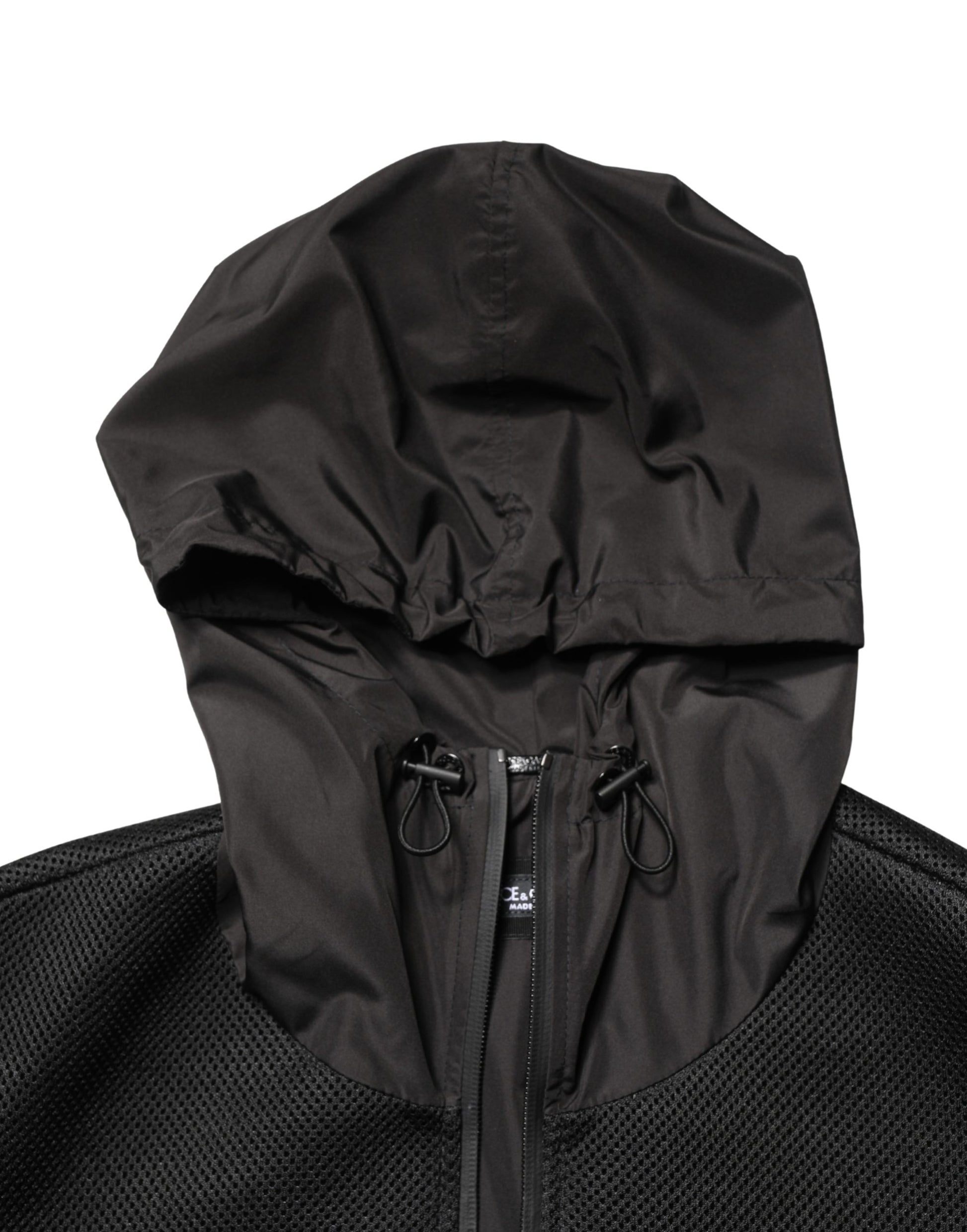 Dolce & Gabbana Men Black Hooded Full Zip Bomber Jacket