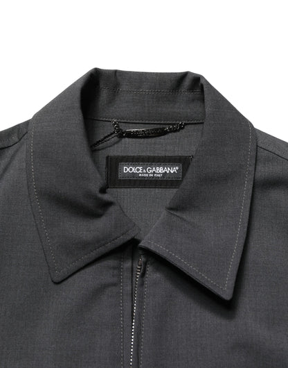 Dolce & Gabbana Black Wool Logo Full Zip Men Bomber Jacket