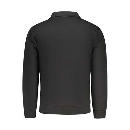 Superga Black Cotton Men's Sweatshirt with Half Zip and Pockets