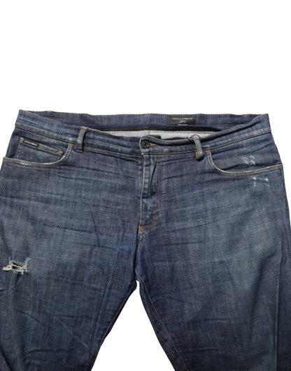 Dolce & Gabbana Dark Blue Washed Skinny Cotton Denim  Jeans