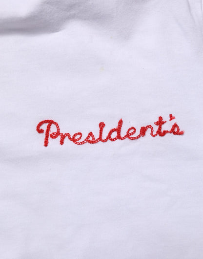 PRESIDENT'S White Logo Embroidery Cotton Men Crew Neck T-shirt
