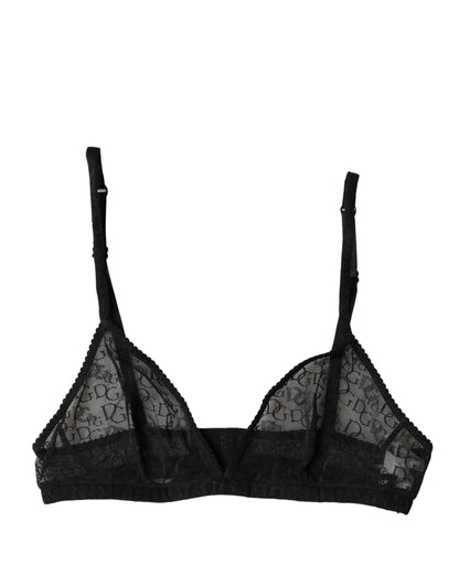 Dolce & Gabbana Black Logo Mania Sheer Soft Cup Bra