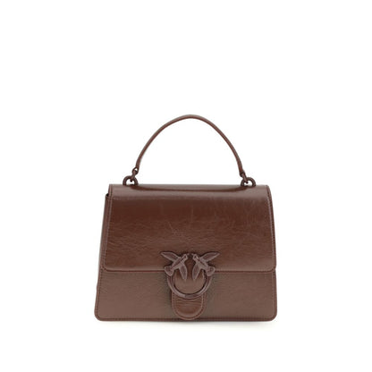 PINKO Brown Calf Leather Love One Handbag