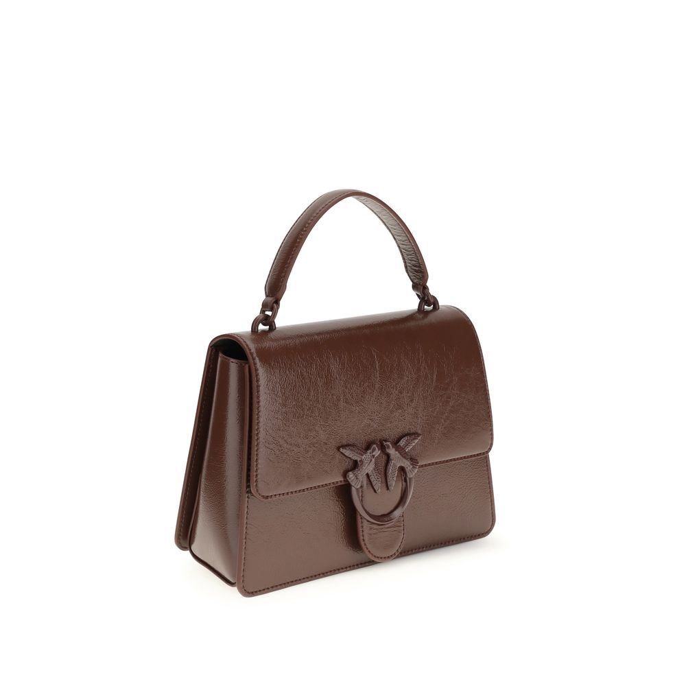 PINKO Brown Calf Leather Love One Handbag