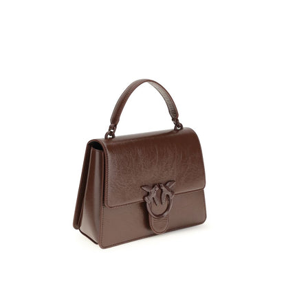 PINKO Brown Calf Leather Love One Handbag