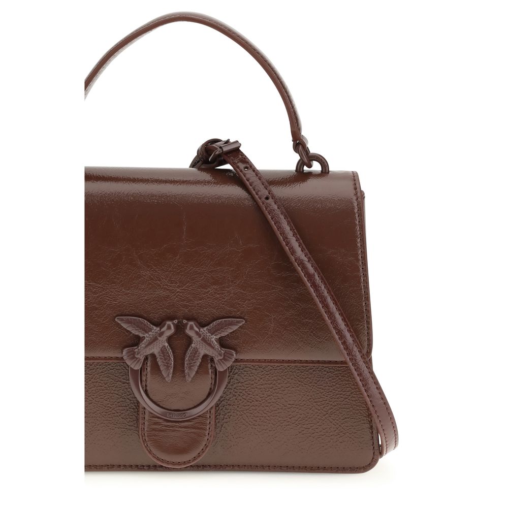 PINKO Brown Calf Leather Love One Handbag