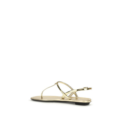 Prada Silver Calf Leather Bos Taurus Flat Sandals
