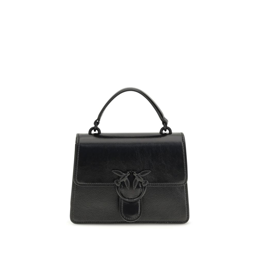 PINKO Black Goatskin Love One Top Mini Handbag