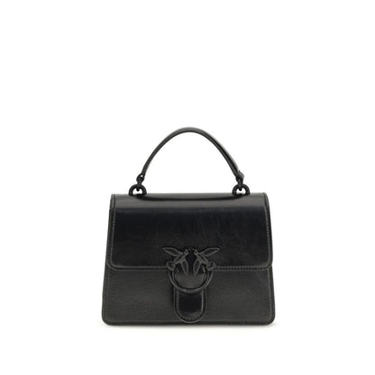 PINKO Black Goatskin Love One Top Mini Handbag