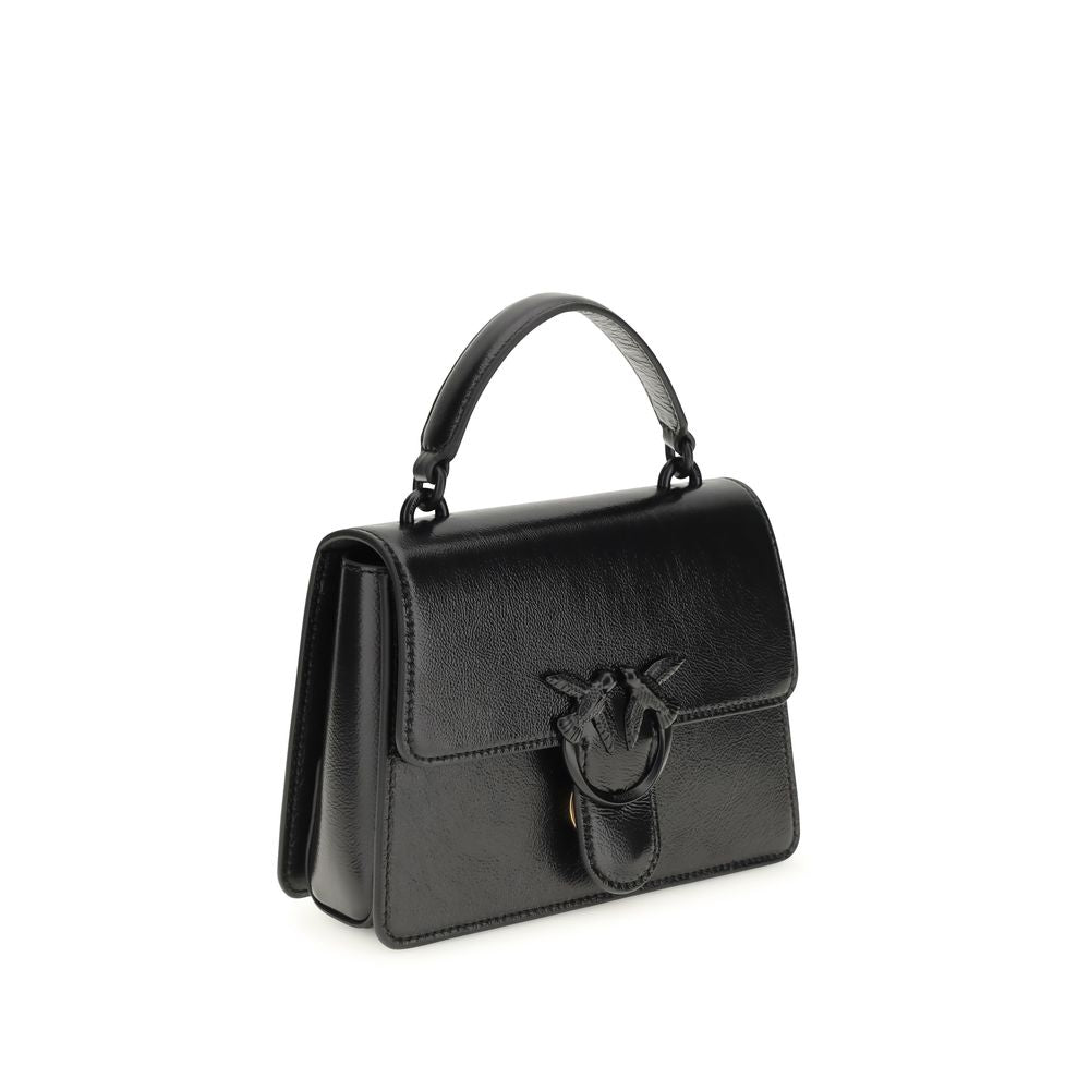 PINKO Black Goatskin Love One Top Mini Handbag