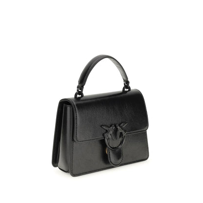 PINKO Black Goatskin Love One Top Mini Handbag