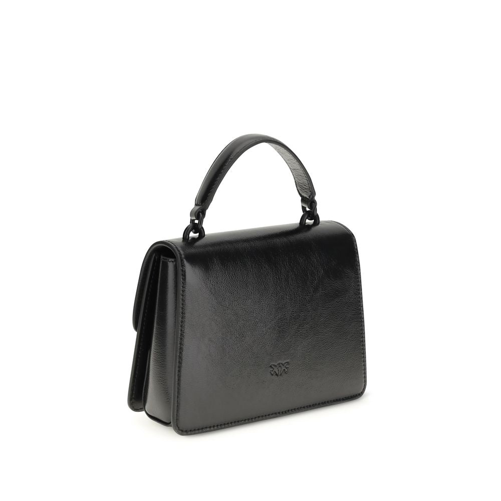 PINKO Black Goatskin Love One Top Mini Handbag