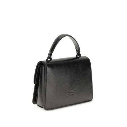 PINKO Black Goatskin Love One Top Mini Handbag