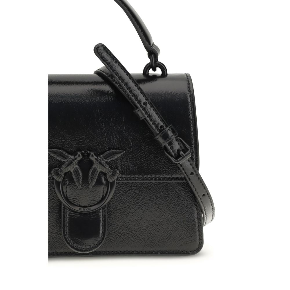PINKO Black Goatskin Love One Top Mini Handbag