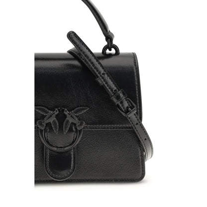 PINKO Black Goatskin Love One Top Mini Handbag
