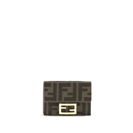 Fendi FF Trifold Wallet - Brown Fabric