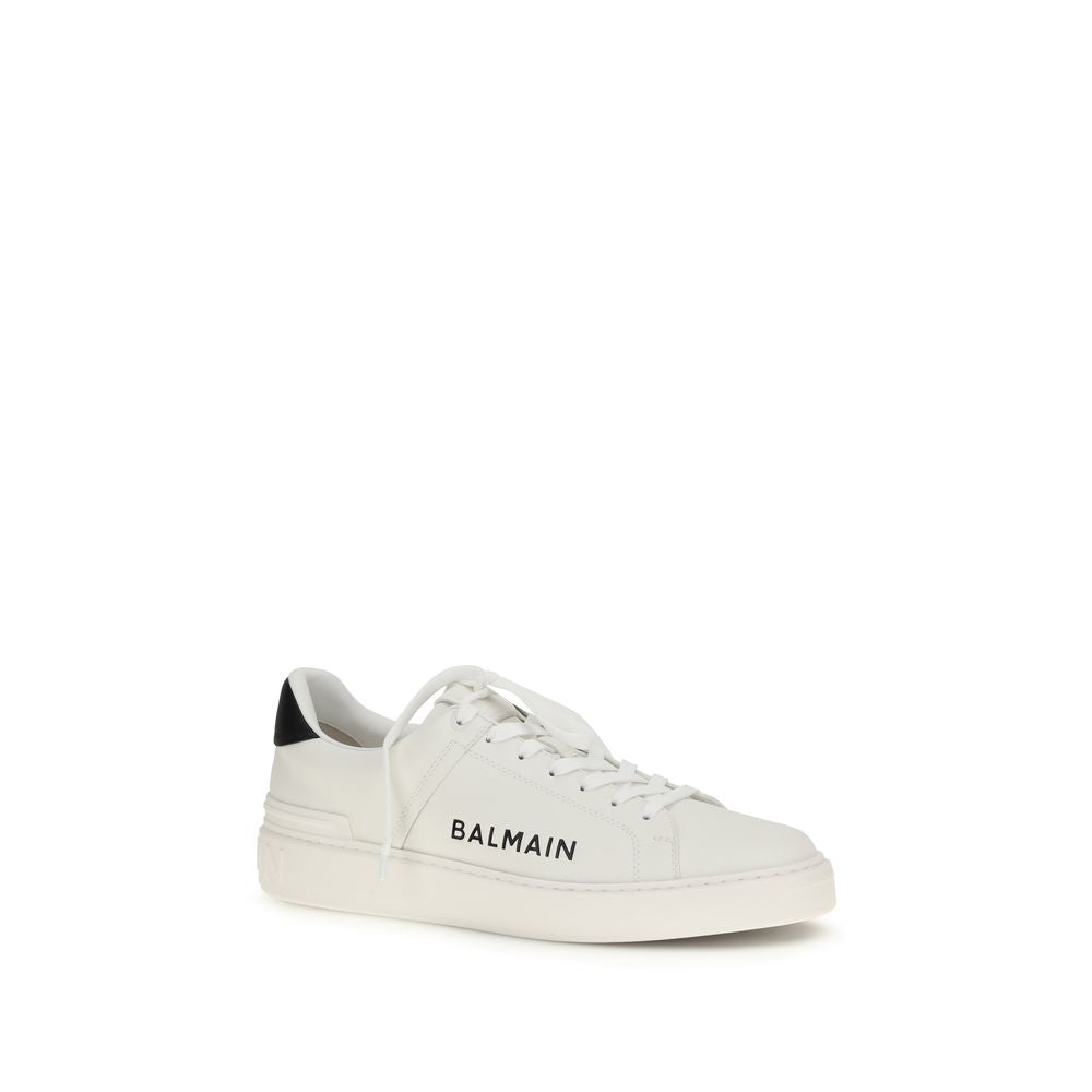 Balmain White Calf Leather B-Court Low Top Sneakers