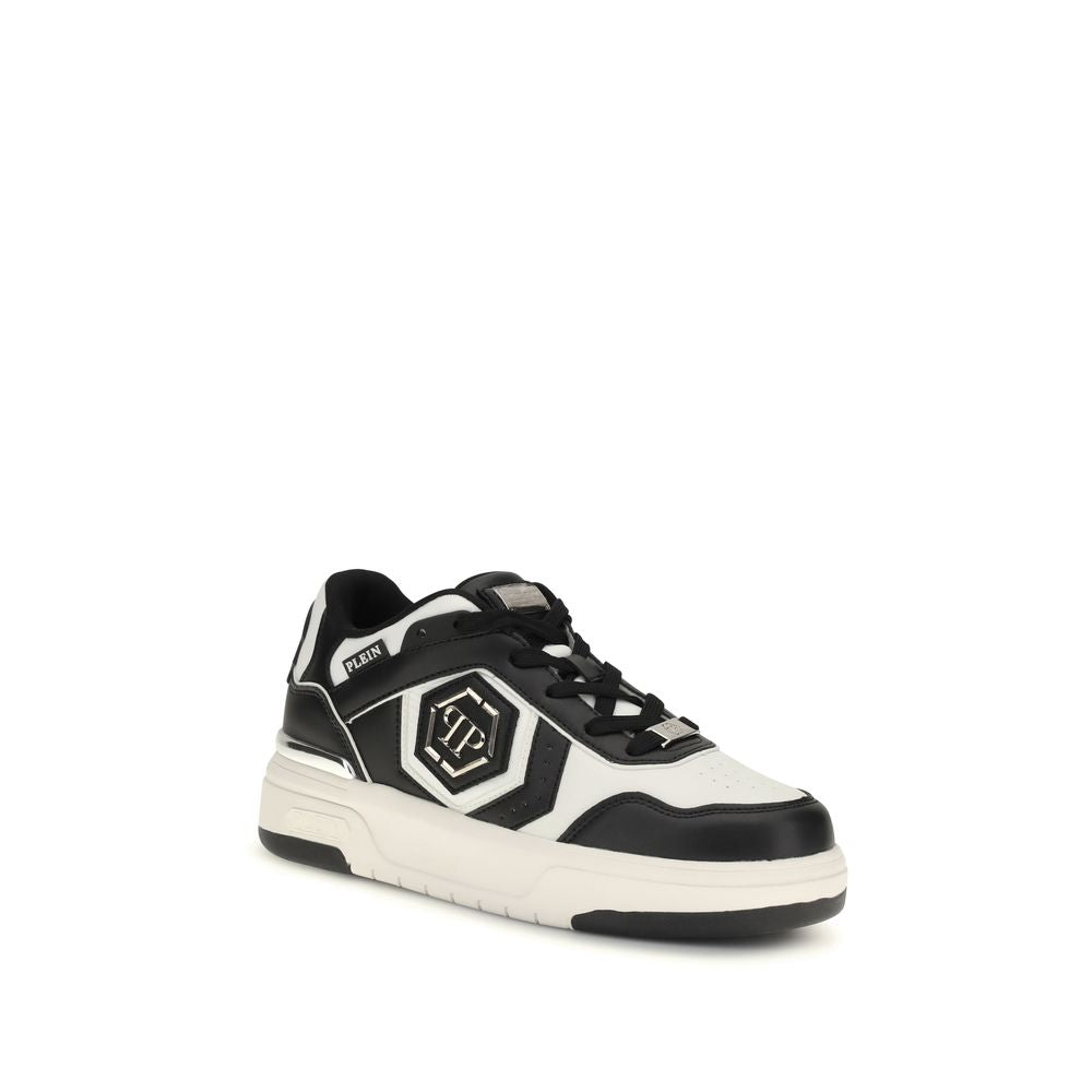 Philipp Plein Black Calf Leather Bos Taurus Athletic Sneakers