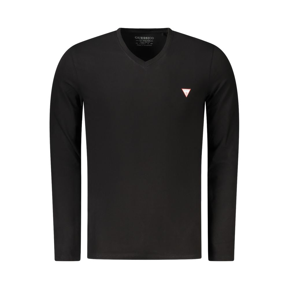 Guess Jeans Black Cotton Men's Super Slim Fit V-Neck T-Shirt