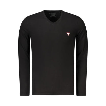 Guess Jeans Black Cotton Men's Super Slim Fit V-Neck T-Shirt
