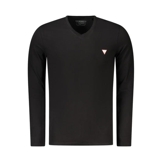 Guess Jeans Black Cotton Men's Super Slim Fit V-Neck T-Shirt