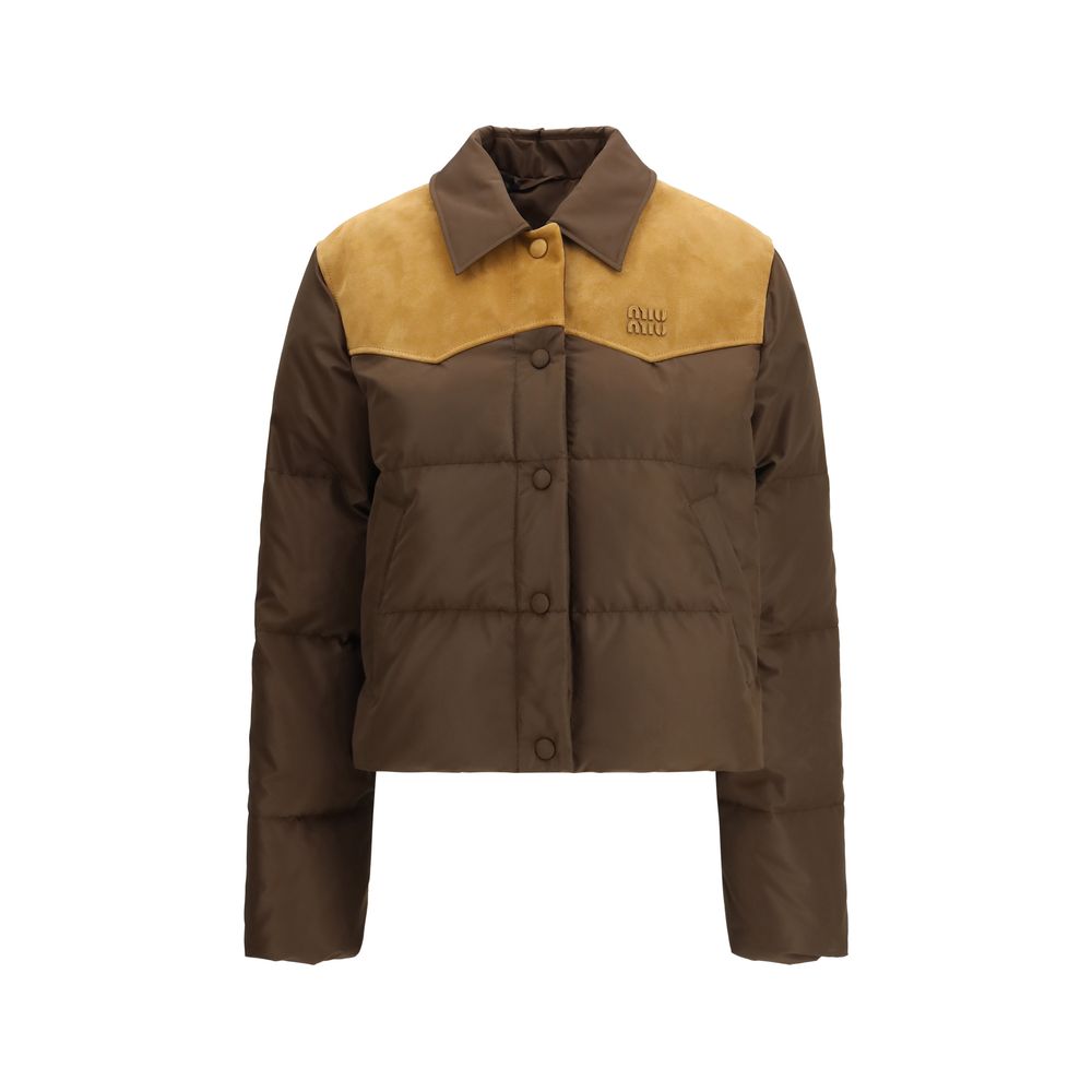 Miu Miu Brown Recycled Polyester Down Jacket