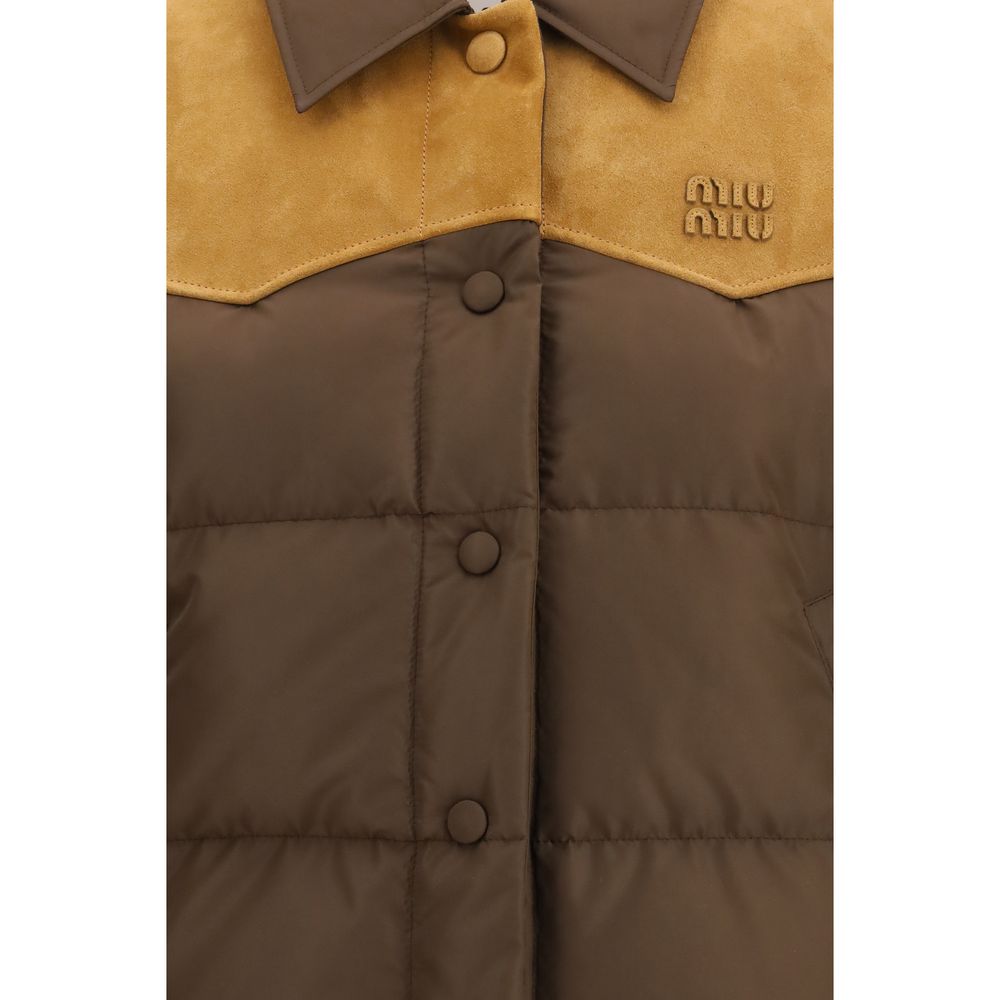 Miu Miu Brown Recycled Polyester Down Jacket