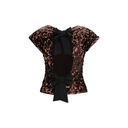 Ganni Brown Sequin Top