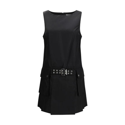 Ganni Duchesse Nylon Belted Mini Dress in Black