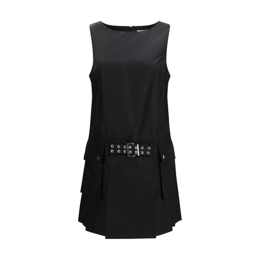 Ganni Duchesse Nylon Belted Mini Dress in Black