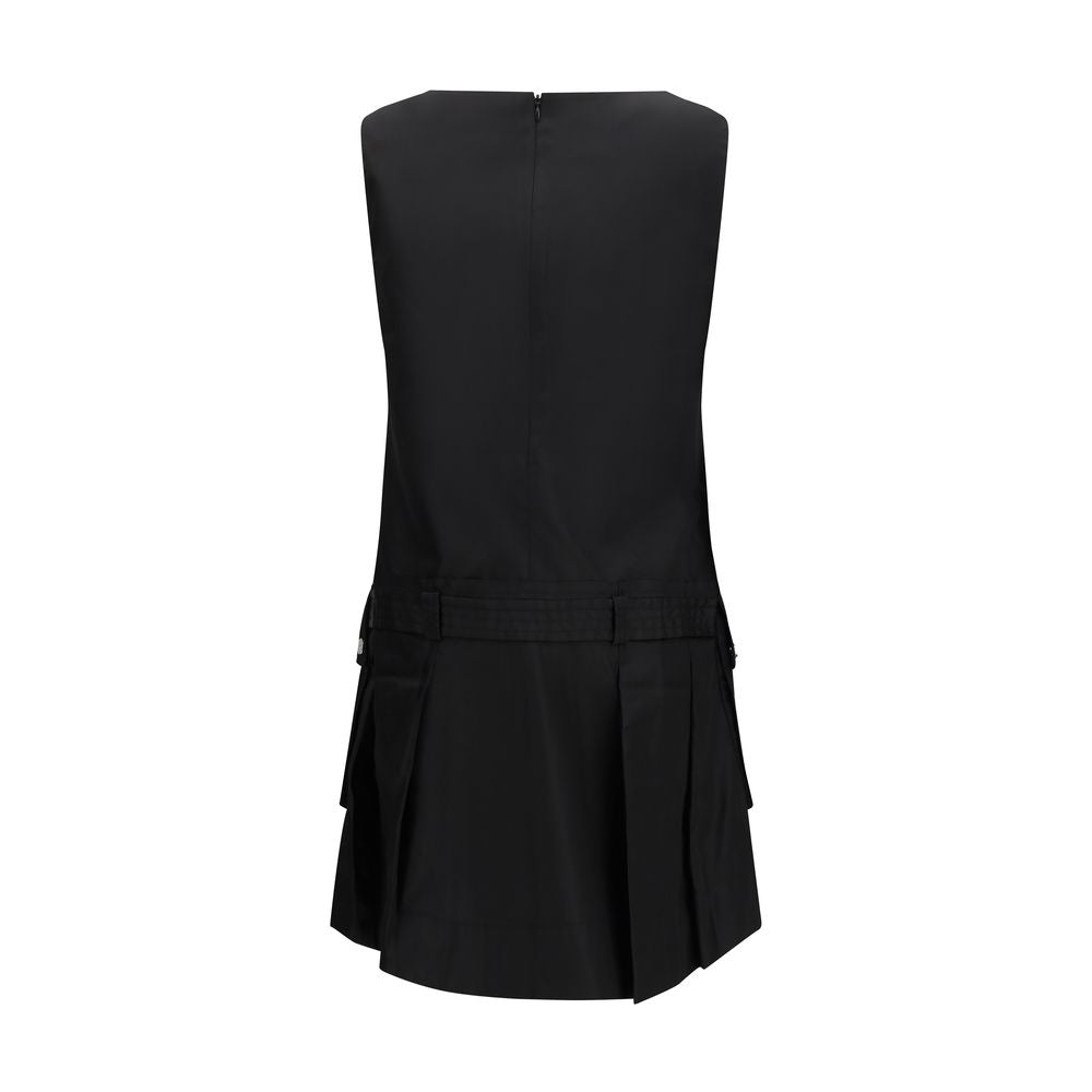 Ganni Duchesse Nylon Belted Mini Dress in Black