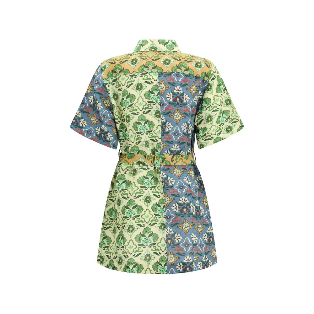 Alemais Multicolor Linen Ali Spliced Mini Dress