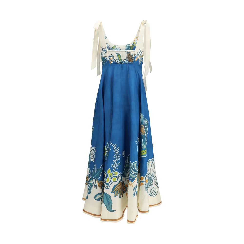 Alémais Blue Linen Luda Ballet Midi Sundress