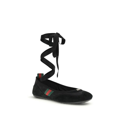 Gucci GG Black Shift Canvas Ballerina Flats