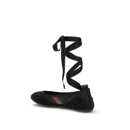 Gucci GG Black Shift Canvas Ballerina Flats