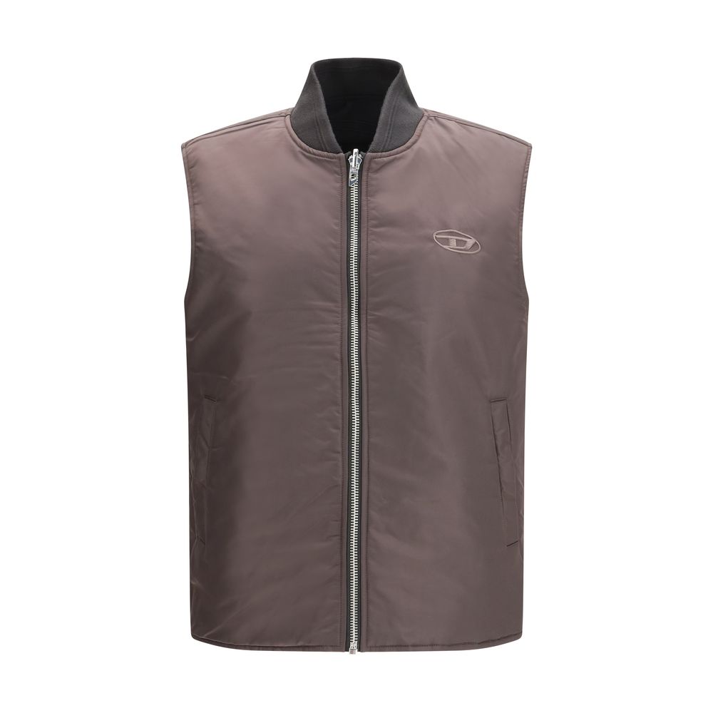 Diesel W-Type-D1 Gilet in Brown Polyamide