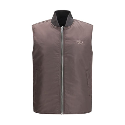 Diesel W-Type-D1 Gilet in Brown Polyamide