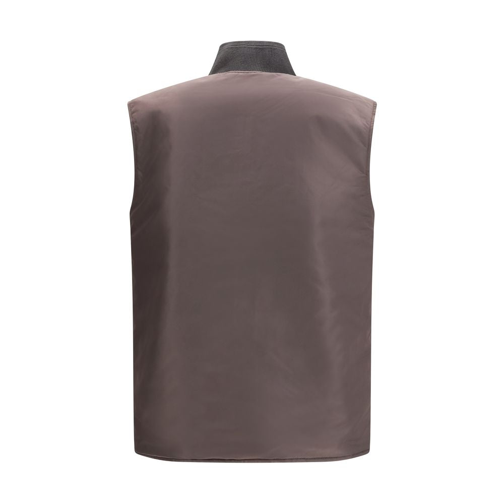 Diesel W-Type-D1 Gilet in Brown Polyamide
