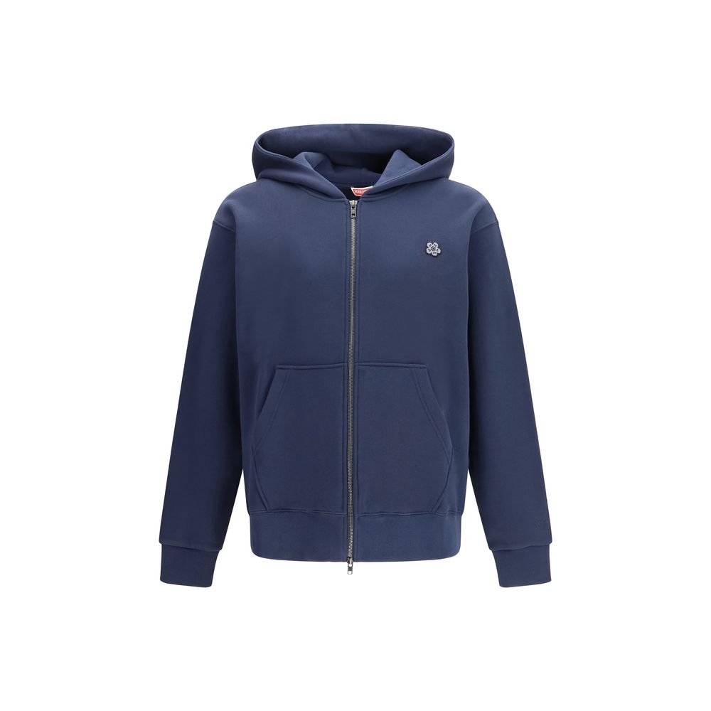 Kenzo Blue Cotton Sweatshirt - Boke Flower Embroidered Zip Hoodie