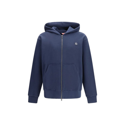 Kenzo Blue Cotton Sweatshirt - Boke Flower Embroidered Zip Hoodie