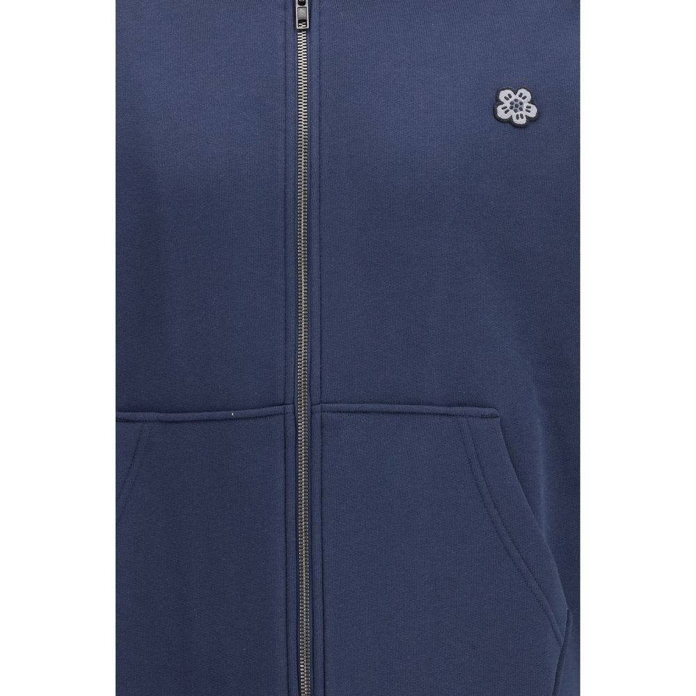Kenzo Blue Cotton Sweatshirt - Boke Flower Embroidered Zip Hoodie