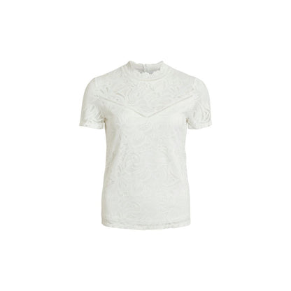 Vila Clothes Cream Polyamide T-Shirt - VISTASIA S/S LACE