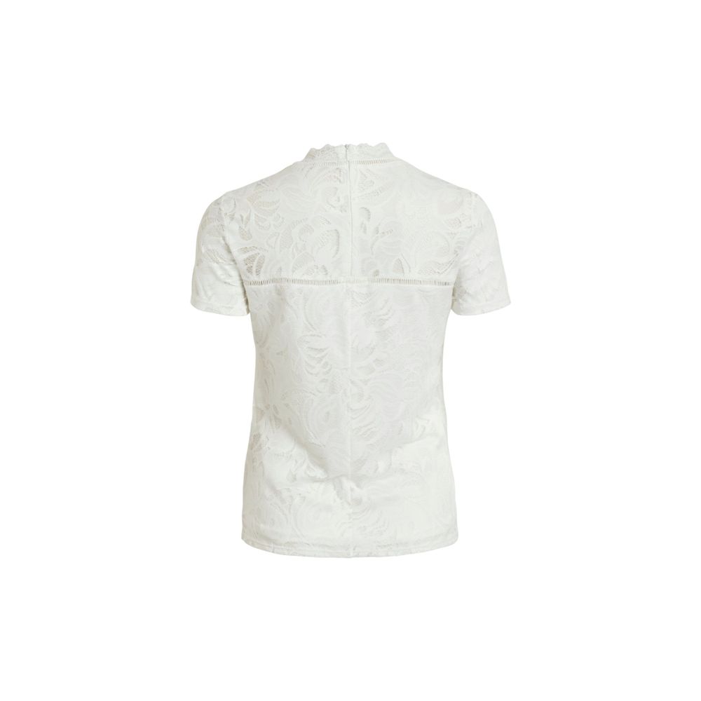 Vila Clothes Cream Polyamide T-Shirt - VISTASIA S/S LACE