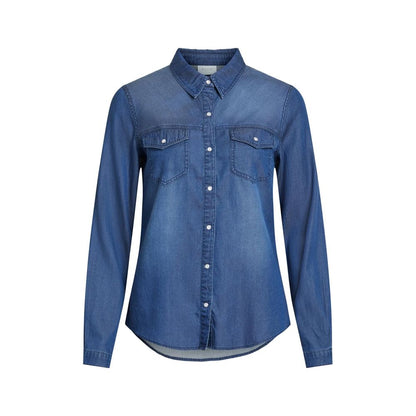 Vila Clothes VIBISTA Blue Cotton Blouse