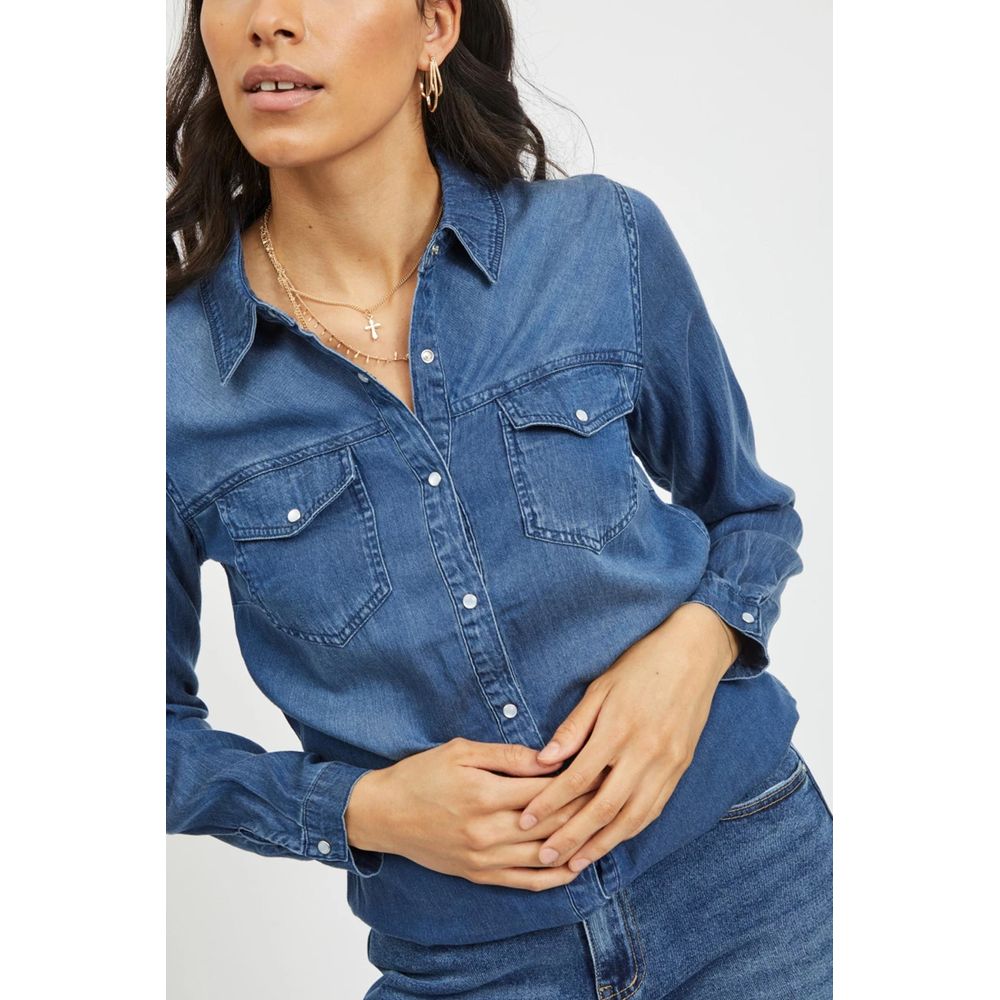Vila Clothes VIBISTA Blue Cotton Blouse